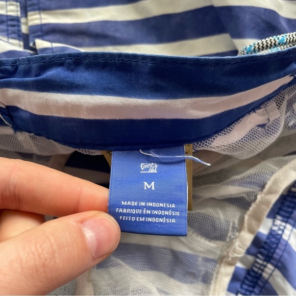 Scotch & Soda Mens Blue and White Striped Swim Shorts Trunks Drawstring M - Picture 7 of 15
